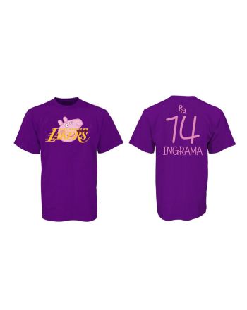 Ingrama 14 Los Angeles Lakers Pig Print T-Shirt - Purple