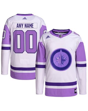 Winnipeg Jets Hockey Fights Cancer Primegreen Custom Men Jersey - White/Purple