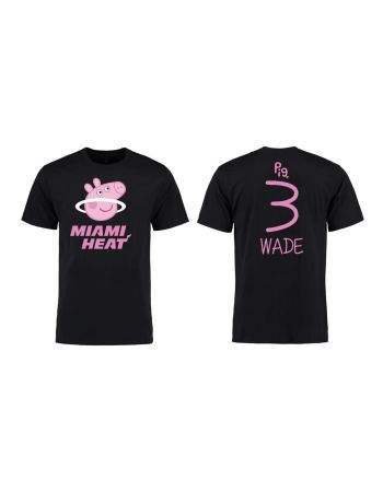 Dwyane Wade 3 Miami Heat Pig Print T-Shirt - Black