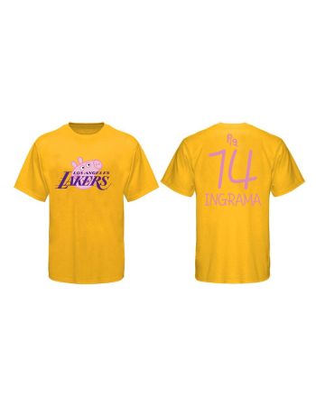 Ingrama 14 Los Angeles Lakers Pig Print T-Shirt - Yellow