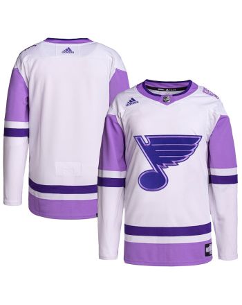 St. Louis Blues Hockey Fights Cancer Primegreen Men Jersey - White/Purple