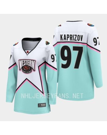 Kirill Kaprizov 97 Minnesota Wild White 2023 All-Star Western Conference Jersey Women