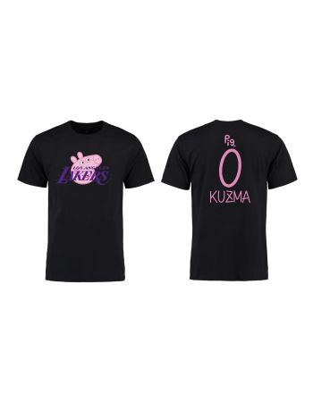 Kyle Kuzma 0 Los Angeles Lakers Pig Print T-Shirt - Black