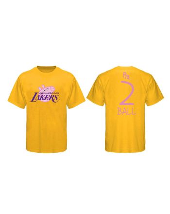 Lonzo Ball 2 Los Angeles Lakers Pig Print T-Shirt - Yellow