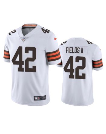 Tony Fields II 42 Cleveland Browns White Vapor Limited Jersey