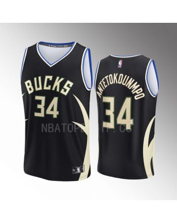 Giannis Antetokounmpo Bucks 34 Black Men Jersey Fast Break Fast Break 2022-23 Statement Edition