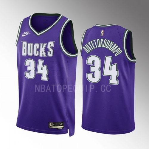 Milwaukee Bucks Giannis Antetokounmpo 34 2022-23 Classic Edition Purple Jersey BIG 3 ERA