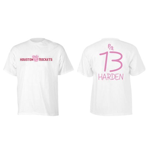 James Harden 13 Houston Rockets Pig Print T-Shirt - White