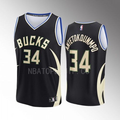 Giannis Antetokounmpo Bucks 34 Black Men Jersey Fast Break Fast Break 2022-23 Statement Edition